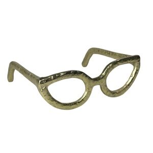 Gold cat eye glasses sculpture accent